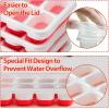 imageDOQAUS Ice Cube Trays 4 Pack 56 pcs Silicone Ice Cubes Tray Maker with SpillResistant Removable Lid Easy Release ampamp Pop out LFGB and BPA Free Stackable Flexible for Baby Food Cocktail CoffeeLight Red