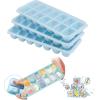 imageDOQAUS Ice Cube Trays 4 Pack 56 pcs Silicone Ice Cubes Tray Maker with SpillResistant Removable Lid Easy Release ampamp Pop out LFGB and BPA Free Stackable Flexible for Baby Food Cocktail CoffeeLake Blue