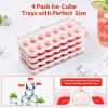 imageDOQAUS Ice Cube Trays 4 Pack 56 pcs Silicone Ice Cubes Tray Maker with SpillResistant Removable Lid Easy Release ampamp Pop out LFGB and BPA Free Stackable Flexible for Baby Food Cocktail CoffeeLight Red