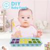 imageDOQAUS Ice Cube Trays 4 Pack 56 pcs Silicone Ice Cubes Tray Maker with SpillResistant Removable Lid Easy Release ampamp Pop out LFGB and BPA Free Stackable Flexible for Baby Food Cocktail CoffeeLake Blue