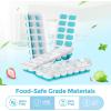 imageDOQAUS Ice Cube Trays 4 Pack 56 pcs Silicone Ice Cubes Tray Maker with SpillResistant Removable Lid Easy Release ampamp Pop out LFGB and BPA Free Stackable Flexible for Baby Food Cocktail CoffeeLight Blue