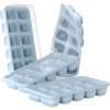 imageDOQAUS Ice Cube Trays 4 Pack 56 pcs Silicone Ice Cubes Tray Maker with SpillResistant Removable Lid Easy Release ampamp Pop out LFGB and BPA Free Stackable Flexible for Baby Food Cocktail CoffeeLake Blue