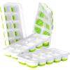 imageDOQAUS Ice Cube Trays 4 Pack 56 pcs Silicone Ice Cubes Tray Maker with SpillResistant Removable Lid Easy Release ampamp Pop out LFGB and BPA Free Stackable Flexible for Baby Food Cocktail CoffeeGreen