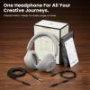 image:imageDOQAUS DJ Headphones Professional Wired Studio Monitor Headphones Over Ear for Music Recording and Mixing 50mm Drivers Stereo Headset with Dual Jack for Electric Guitar Keyboard Piano LaptopGray