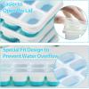 image:imageDOQAUS Ice Cube Tray with Lids  2 Pack Stackable Silicone Ice Trays for Freezer BPA amp LFGB Safe Easy Release for Kitchen RVs Cocktail Coffee Soup amp FoodLight Blue