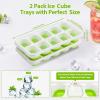 image:imageDOQAUS Ice Cube Tray with Lids  2 Pack Stackable Silicone Ice Trays for Freezer BPA amp LFGB Safe Easy Release for Kitchen RVs Cocktail Coffee Soup amp FoodGreen