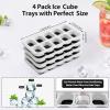 image:imageDOQAUS Ice Cube Tray with Lids  2 Pack Stackable Silicone Ice Trays for Freezer BPA amp LFGB Safe Easy Release for Kitchen RVs Cocktail Coffee Soup amp FoodNight Black
