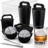 image:imageDOQAUS Clear Ice Cube Maker 25 Stainless Steel Soccer Ice Ball Maker Mold with Silicone Shell Ergonomic Handle for Easy Release Ice Mold for Whiskey Bourbon amp Cocktails 3 Pack2