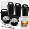 image:imageDOQAUS Clear Ice Cube Maker 25 Stainless Steel Soccer Ice Ball Maker Mold with Silicone Shell Ergonomic Handle for Easy Release Ice Mold for Whiskey Bourbon amp Cocktails 3 Pack3