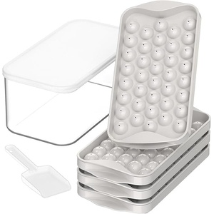 image:imageDOQAUS Ice Cube Trays with Lid and Bin Easy Twist Release 08 Inch Mini Ice Balls BPAFree FoodGrade Ice Molds for Freezer Iced Coffee Cocktails 4 PackGray